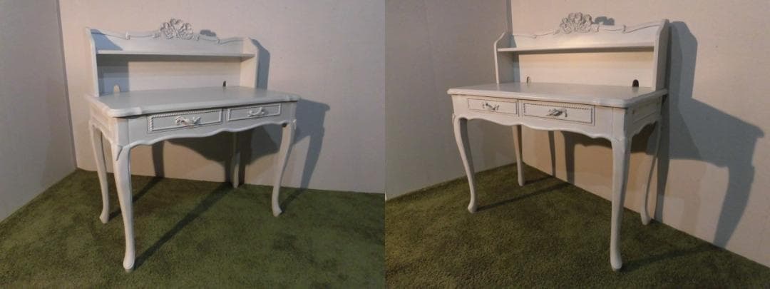 アウトレット送料無料姫系アンティーク風猫足レリーフ【上棚付】デスク【ハンプトン】