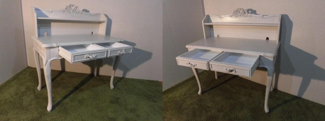 アウトレット送料無料姫系アンティーク風猫足レリーフ【上棚付】デスク【ハンプトン】