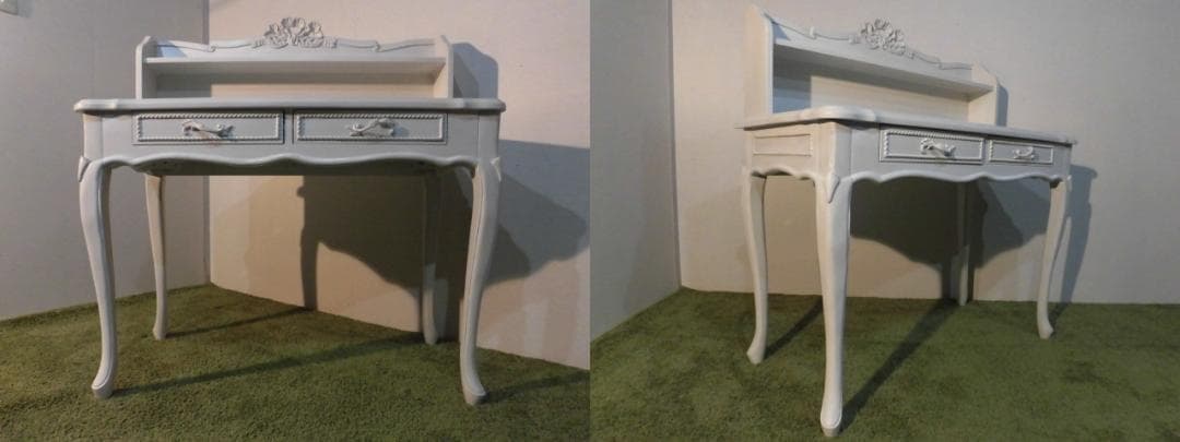 アウトレット送料無料姫系アンティーク風猫足レリーフ【上棚付】デスク【ハンプトン】