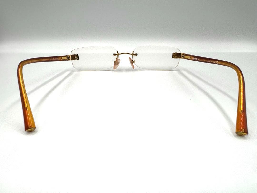 CHANEL シャネル メガネ 2028 度入り 縁無し ばね丁番 ゴールド