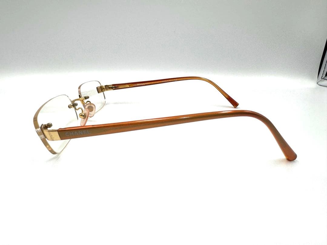 CHANEL シャネル メガネ 2028 度入り 縁無し ばね丁番 ゴールド