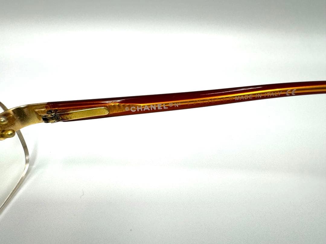 CHANEL シャネル メガネ 2028 度入り 縁無し ばね丁番 ゴールド