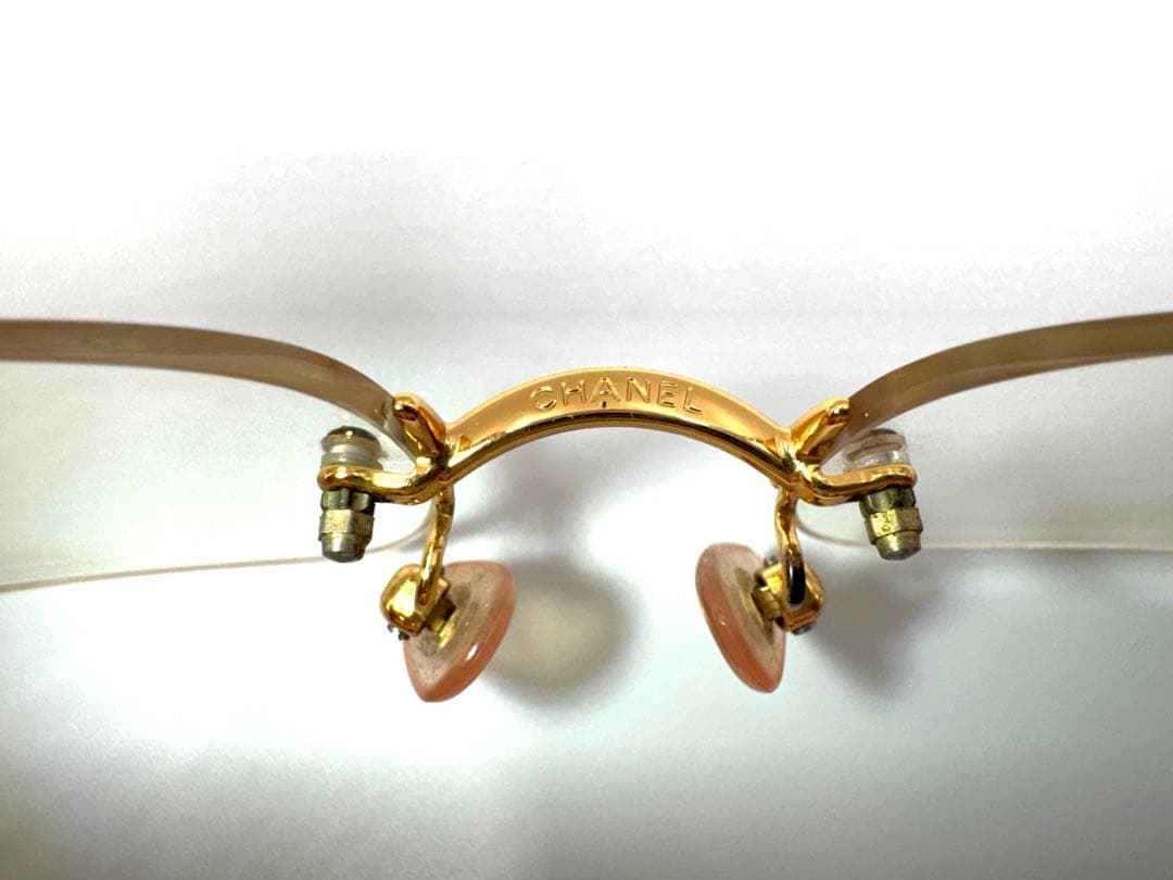 CHANEL シャネル メガネ 2028 度入り 縁無し ばね丁番 ゴールド