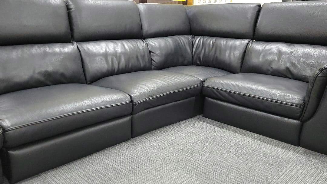 G&T L字型コーナーソファ オットマン付 ブラック