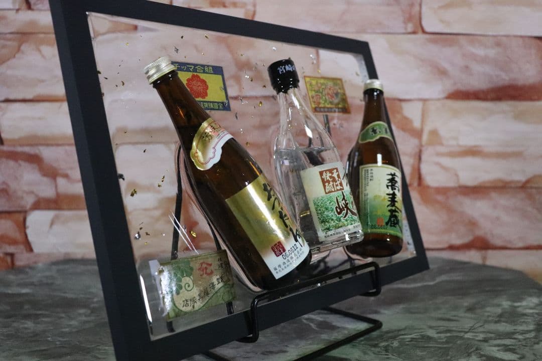 LEDインテリア ハンドメイド レジンアート ミニチュアボトルディスプレイ 焼酎