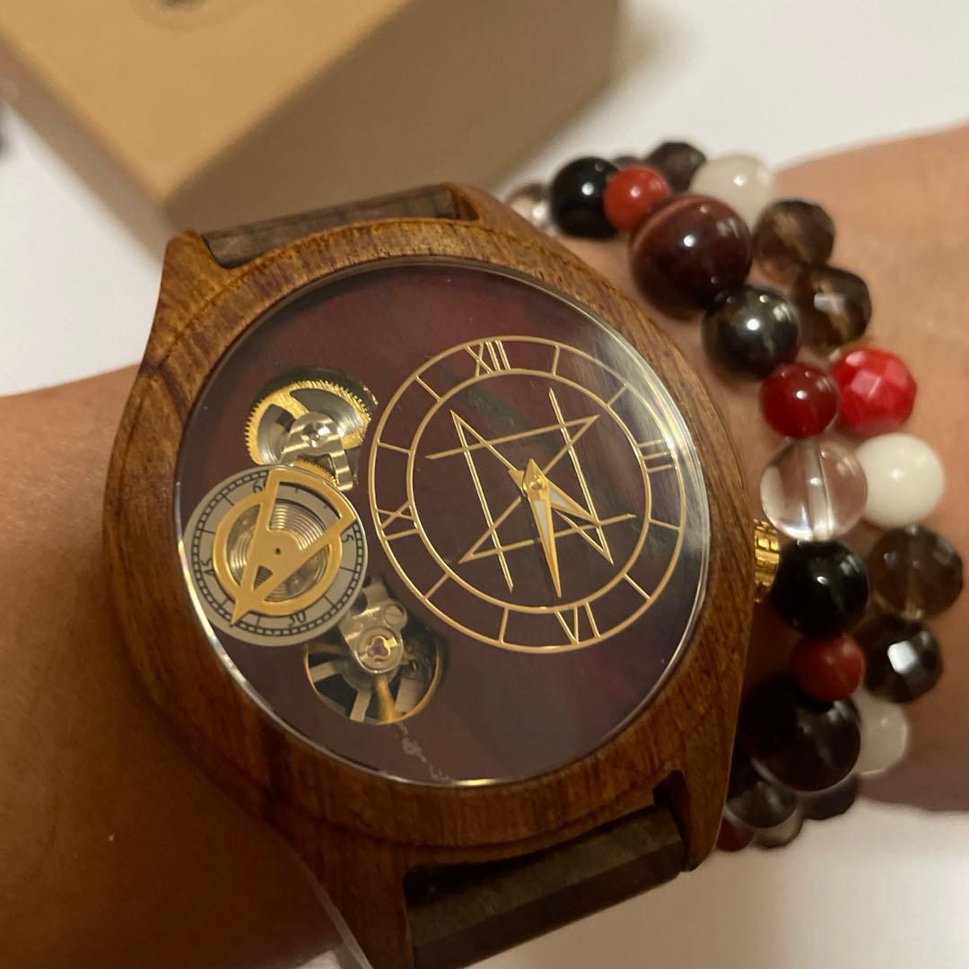 NOZ ダブルムーブメントモデル/レッドジャスパーサンダルウッド天然木バンド