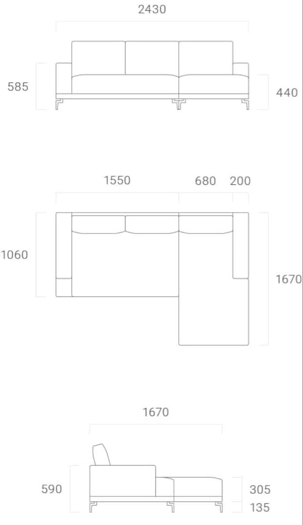 ボンチューアルモニア　カウチソファ　ネイビーブラック