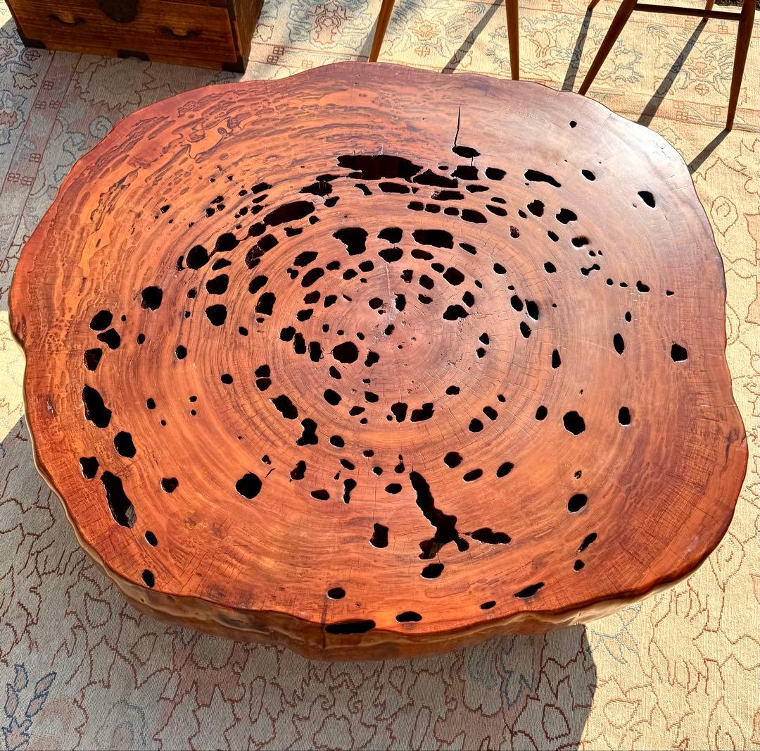 年輪ぎっしり！希少な屋久杉の輪切りの座敷机 厚み17cm！座卓