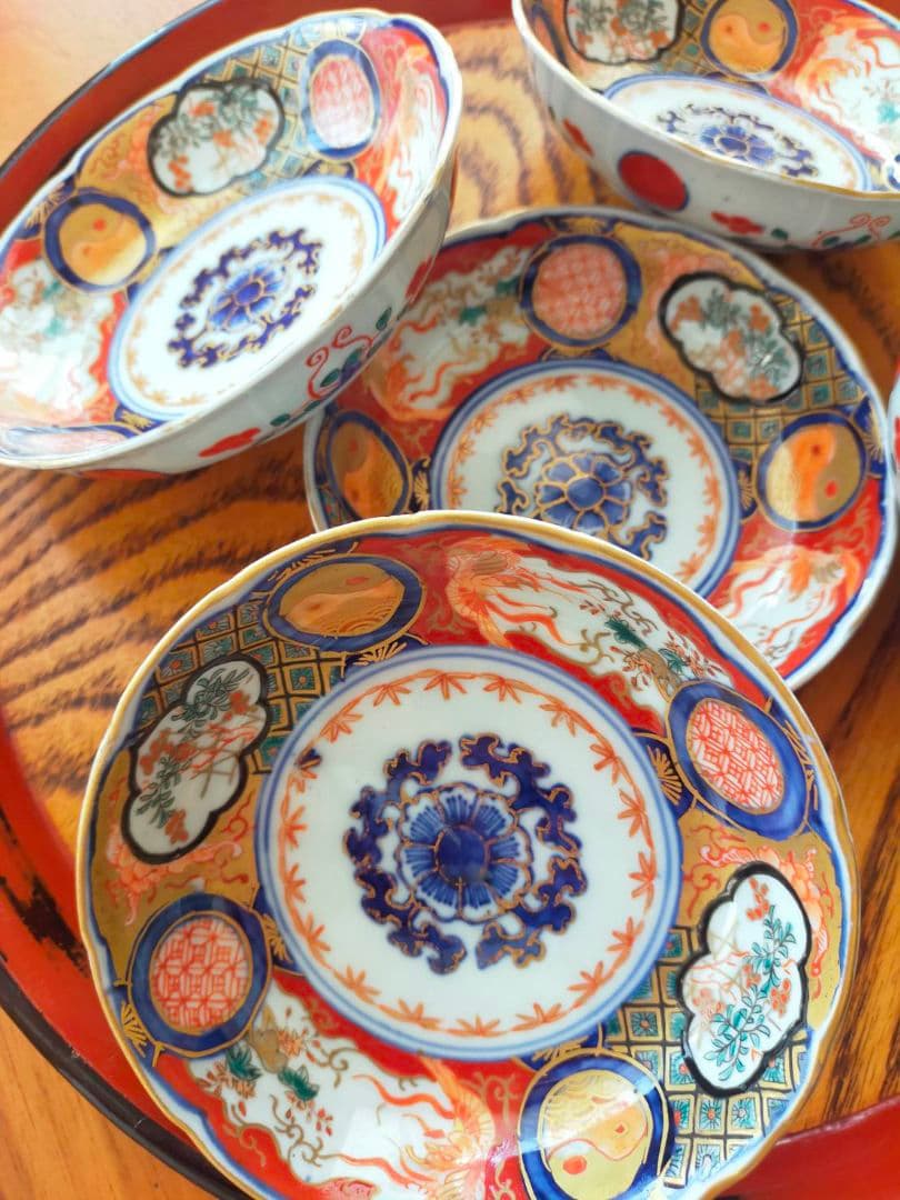 金彩　伊万里焼　時代物　骨董　5枚