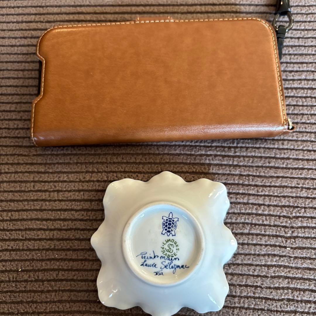 花柄 金縁 陶器皿 8.5cm