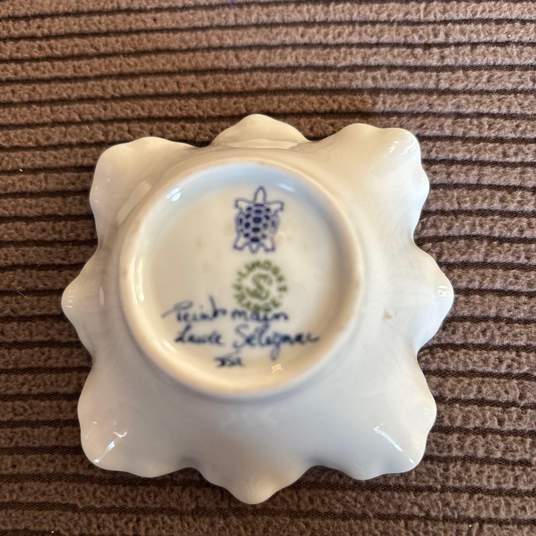 花柄 金縁 陶器皿 8.5cm