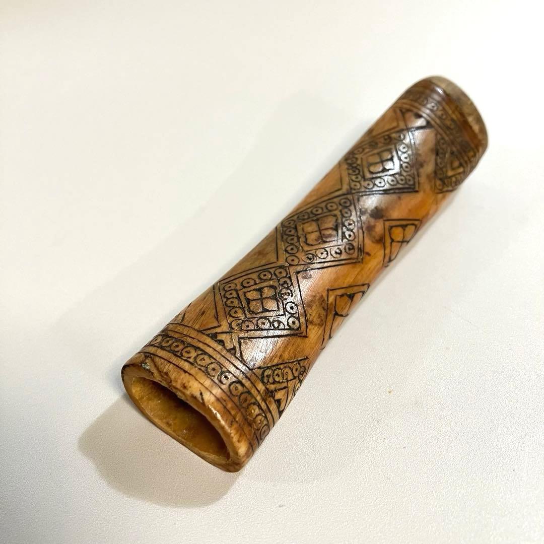 アンティーク　世界の民芸　古作　人型　石灰入れ　骨細工　プリミティブアート　骨董