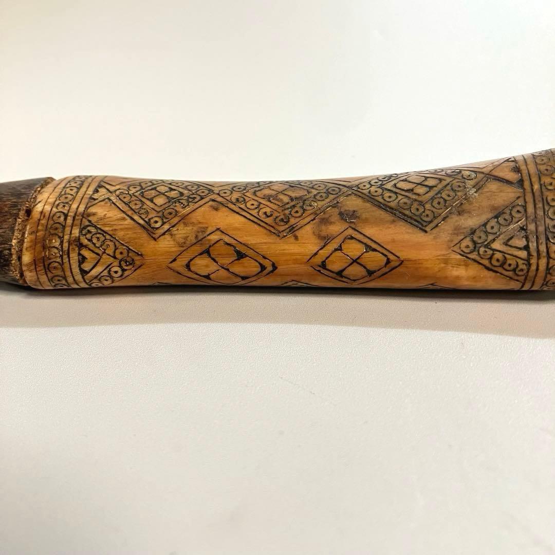 アンティーク　世界の民芸　古作　人型　石灰入れ　骨細工　プリミティブアート　骨董