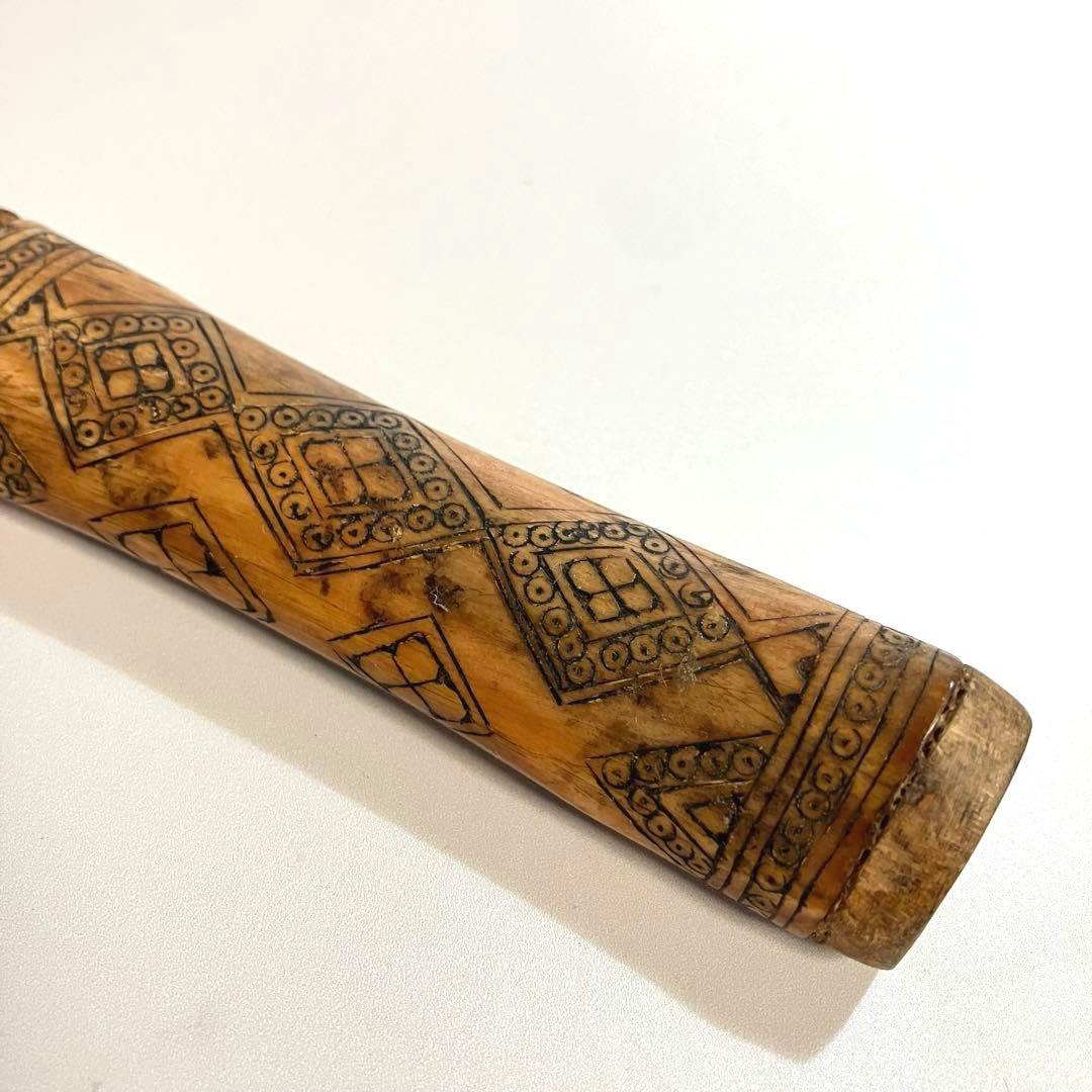 アンティーク　世界の民芸　古作　人型　石灰入れ　骨細工　プリミティブアート　骨董