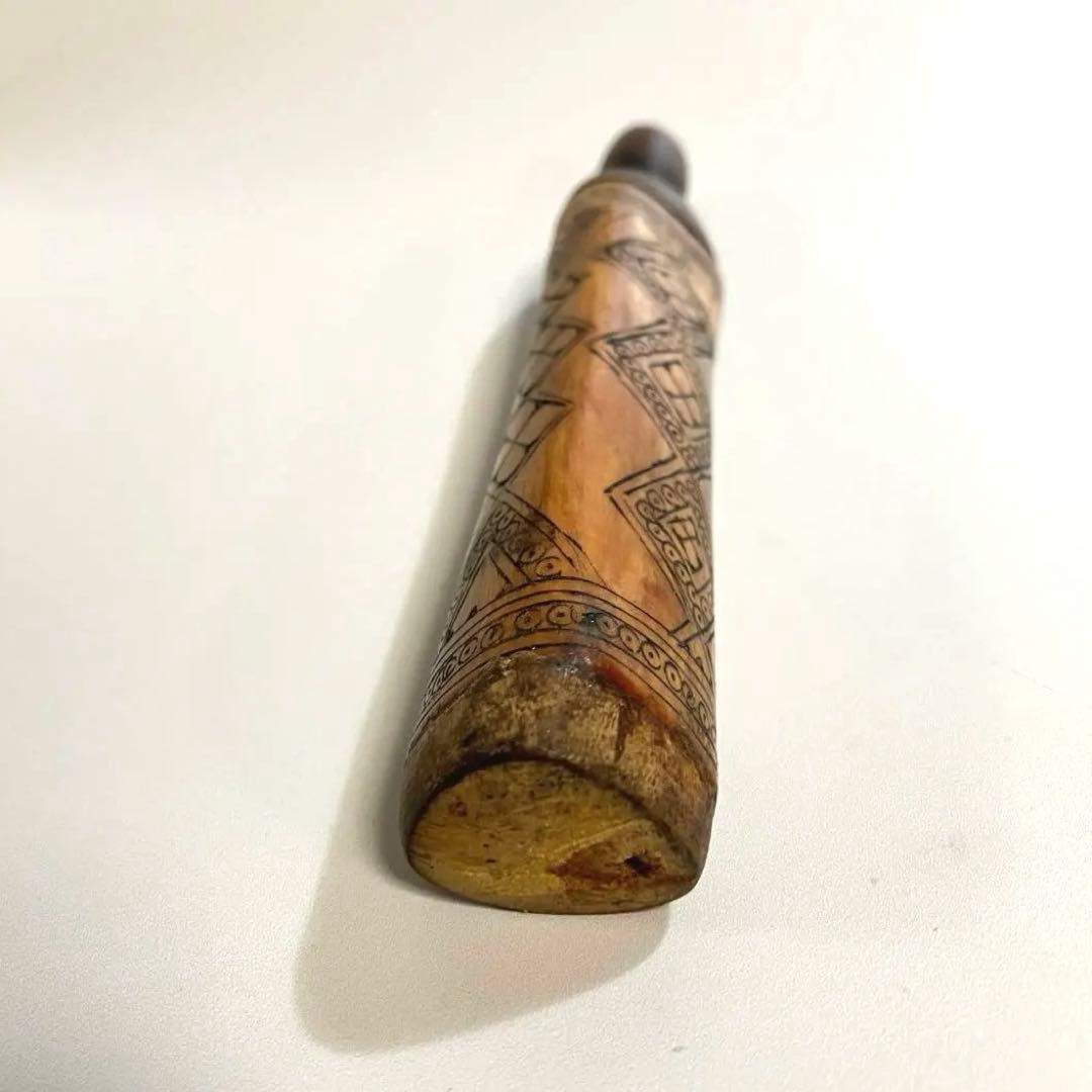 アンティーク　世界の民芸　古作　人型　石灰入れ　骨細工　プリミティブアート　骨董