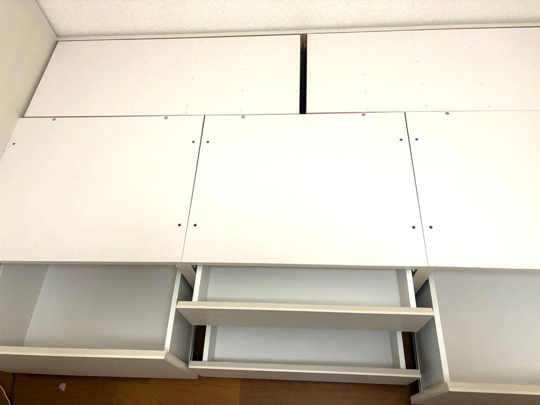 ホワイト シングルベッドフレーム 引き出し付き