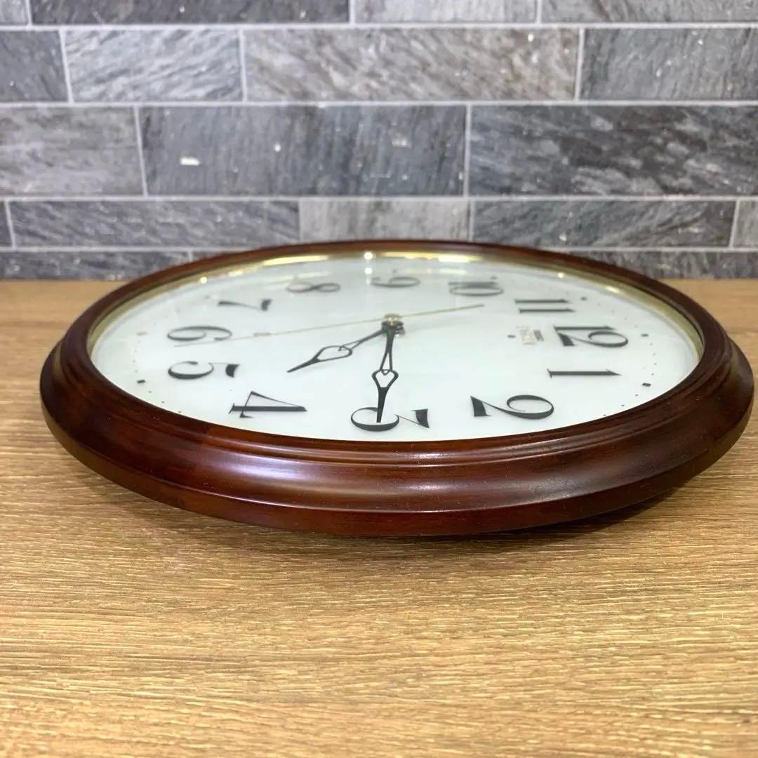 静音秒針　SEIKO EMBLEM　木枠　電波掛け時計　HS553B　アルダー