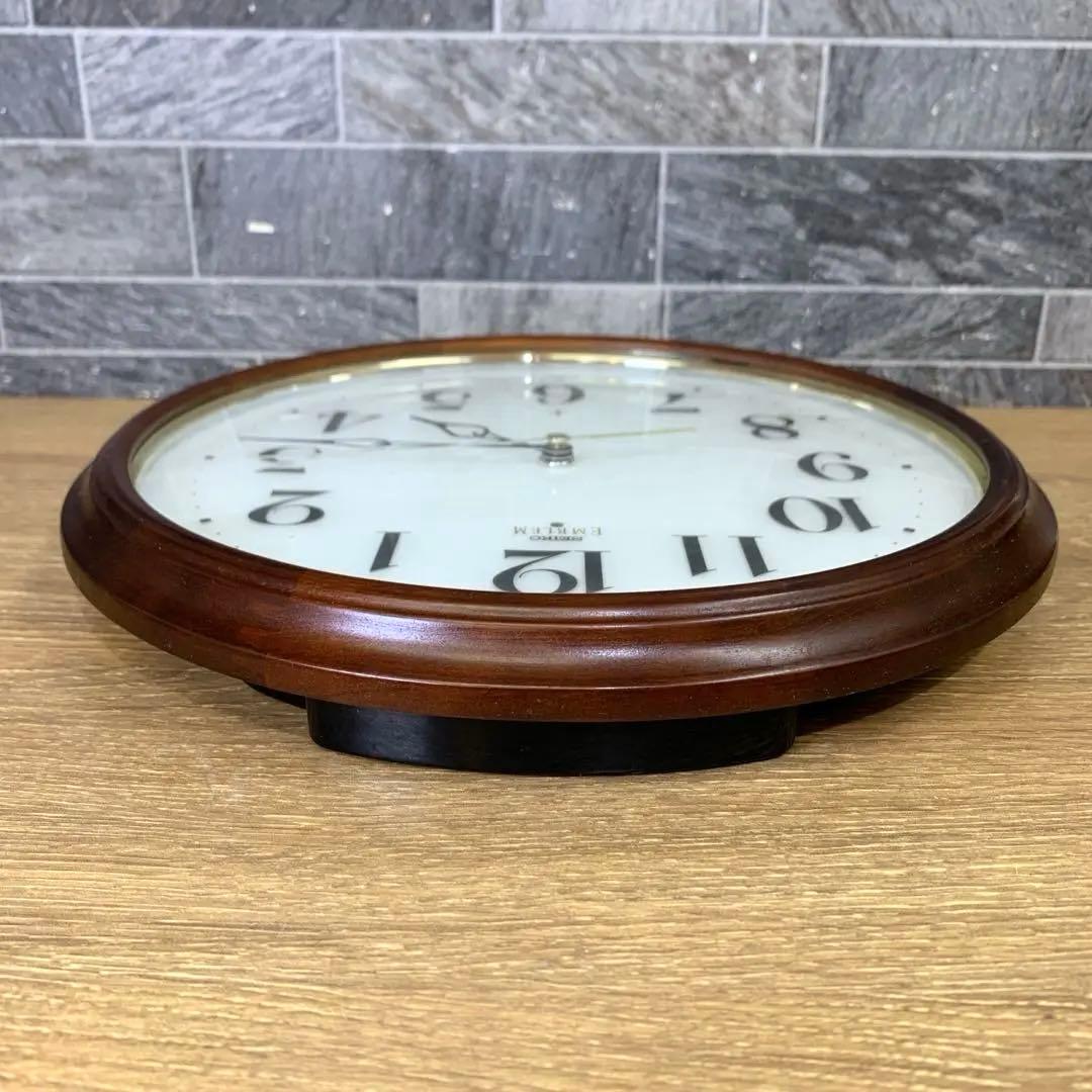 静音秒針　SEIKO EMBLEM　木枠　電波掛け時計　HS553B　アルダー