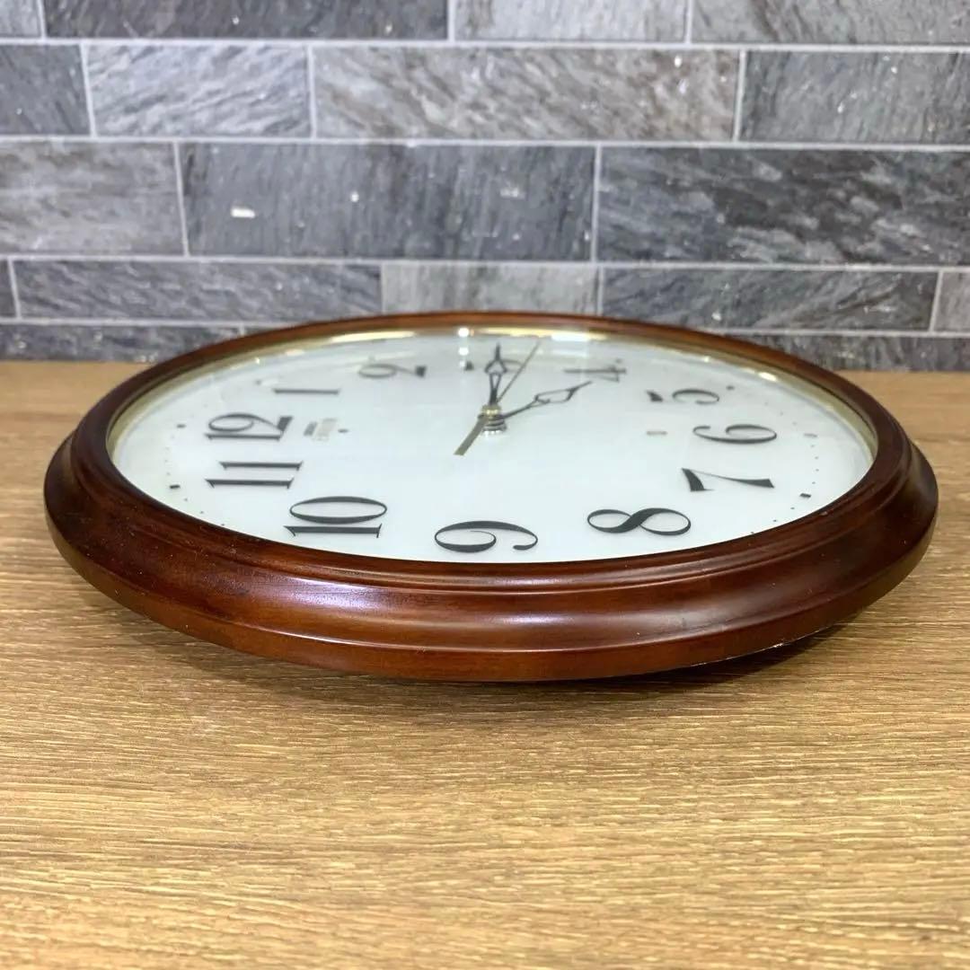 静音秒針　SEIKO EMBLEM　木枠　電波掛け時計　HS553B　アルダー
