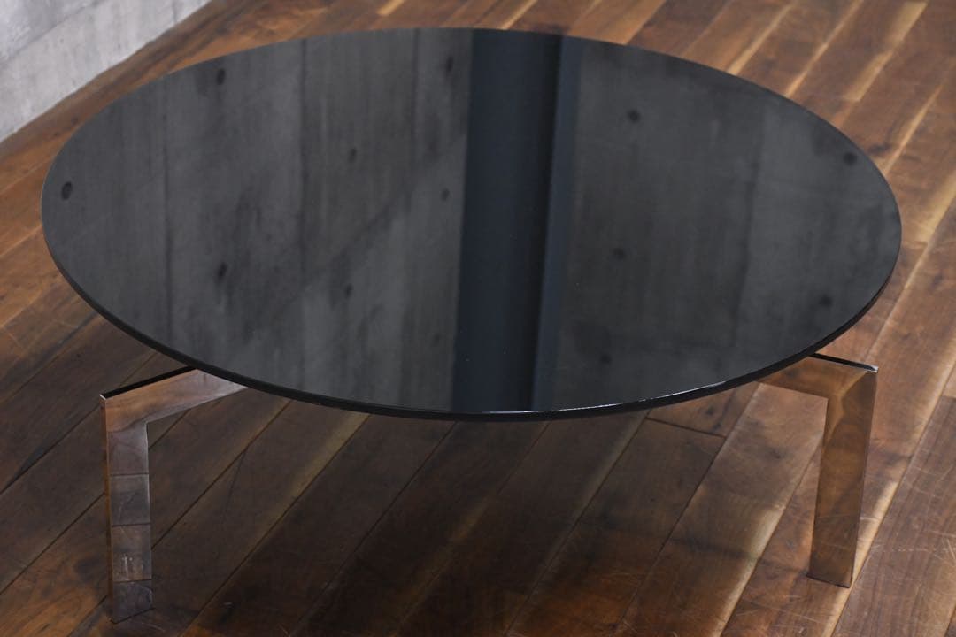 EDC58 スタイリッシュモダン 3レッグ ガラス天板 コーヒーテーブル