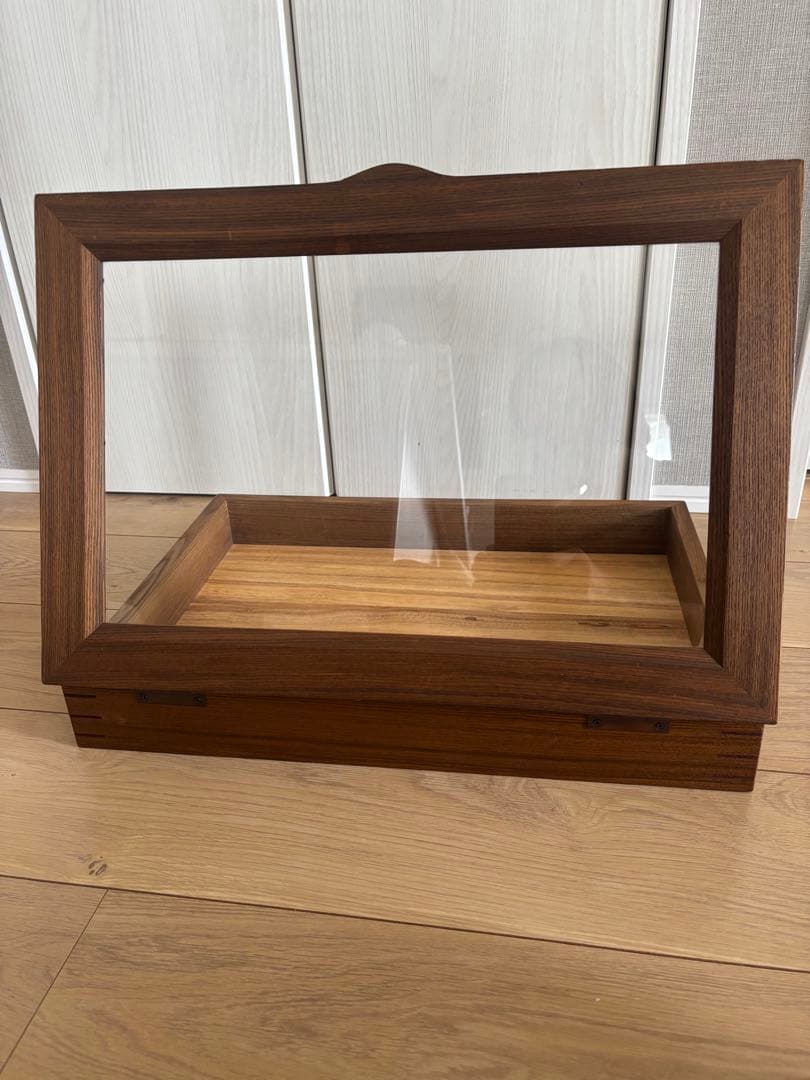 木製ガラス蓋付きディスプレイケース