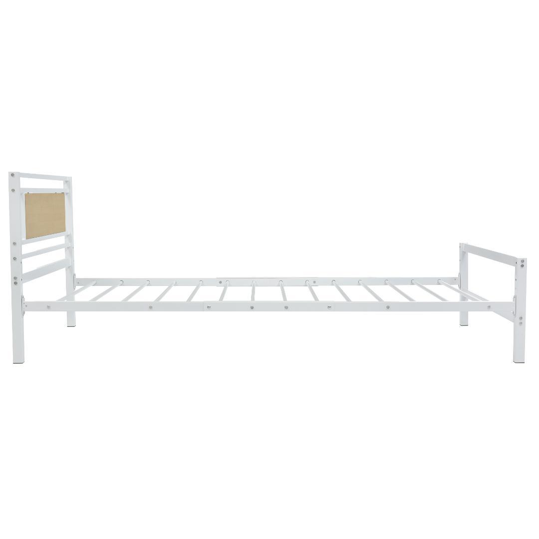 タイムセール！パイプベッド【TYPEA・一段】　高さは三段調節可能　WHITE