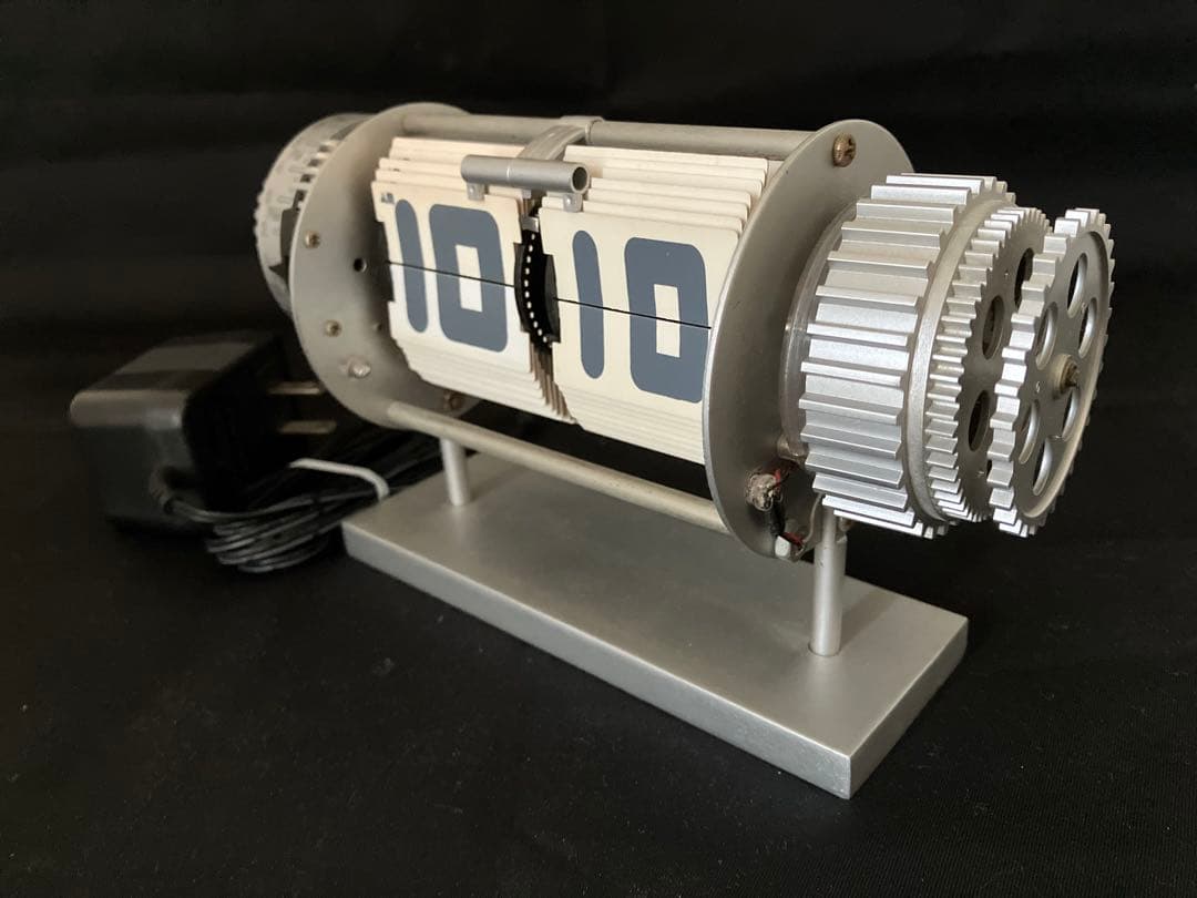 パタパタ時計 アルミ製 機械式 コンセント LED照明(明るさ調整可能)