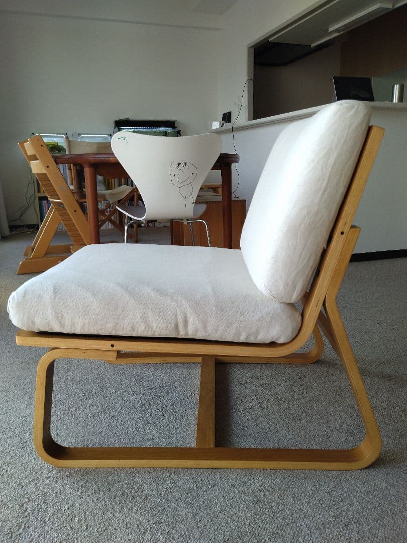 【美品】MUJI無印良品 ダイニングソファチェアオーク材/リビングでもつかえる②