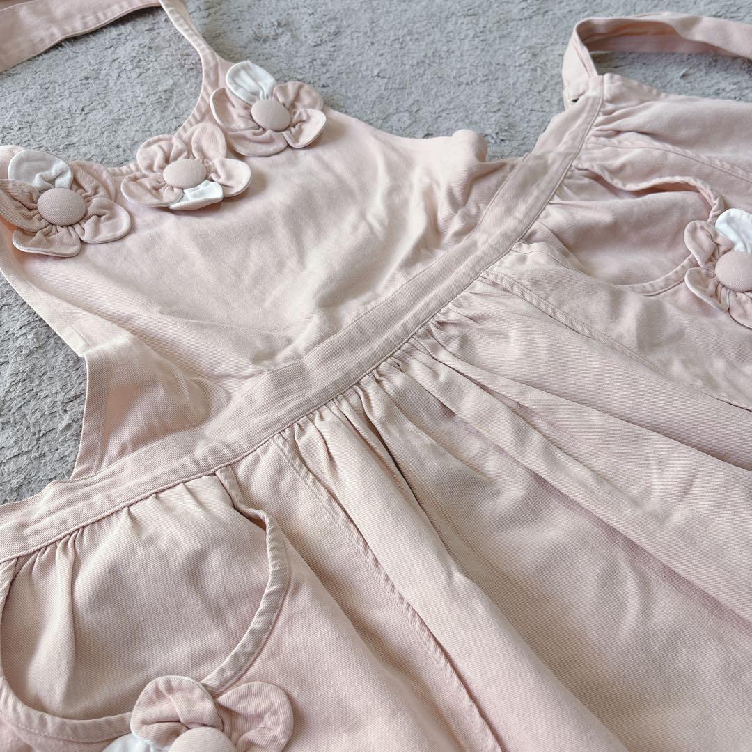 Sunduel お花モチーフが可愛い バッククロス エプロン ピンク 大人可愛い