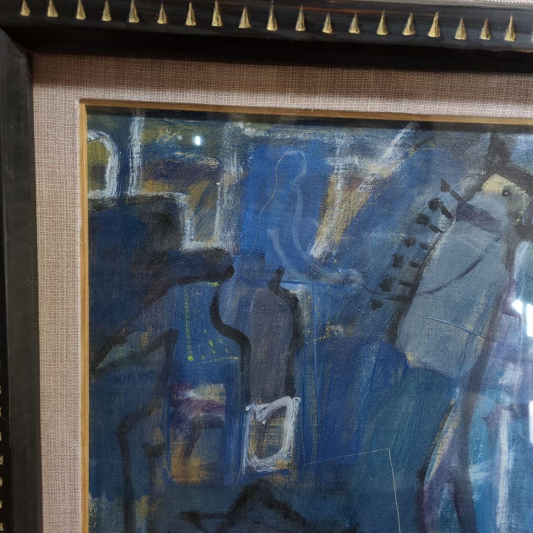 油絵(青い馬)保手浜たかしさん作