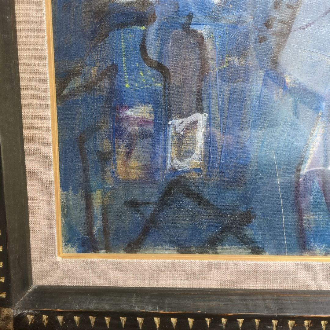 油絵(青い馬)保手浜たかしさん作