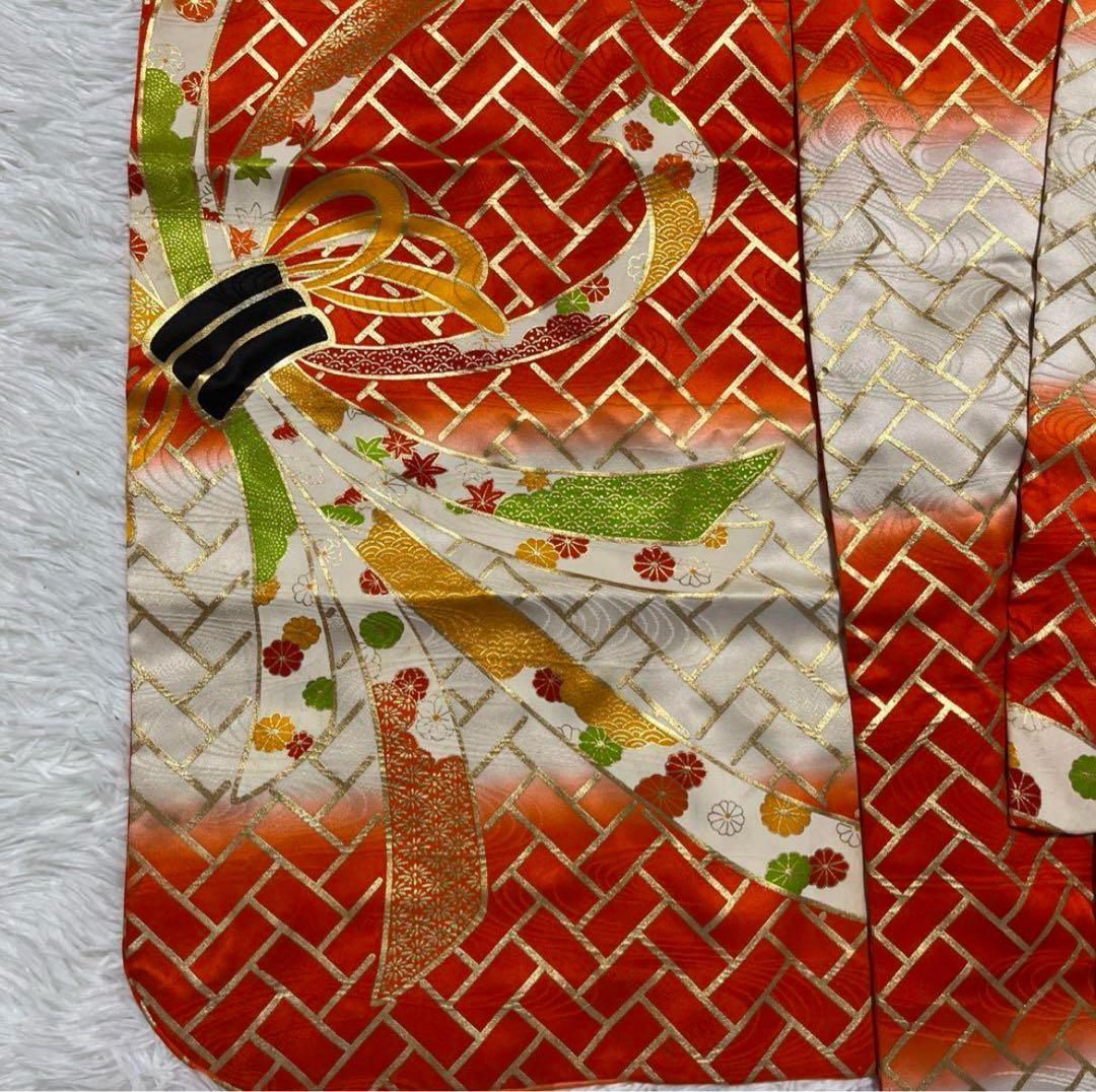 七五三　5歳　7歳　アンティーク　オレンジ　白