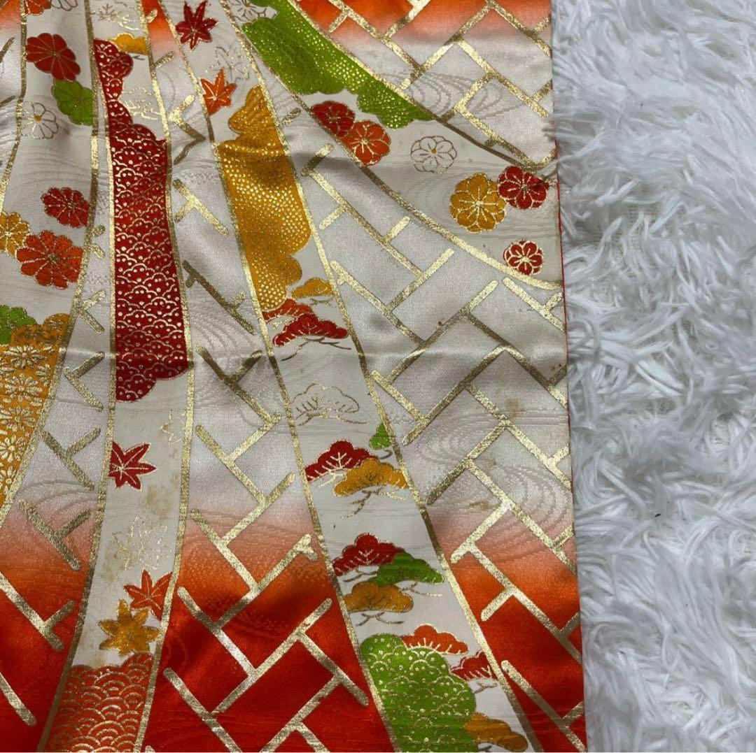 七五三　5歳　7歳　アンティーク　オレンジ　白