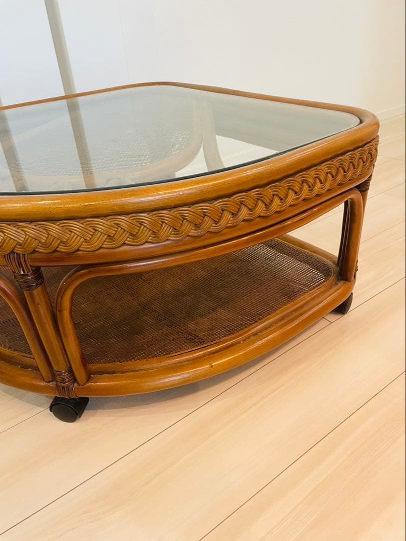 送料込み　ラタン センターテーブル 幅100cm