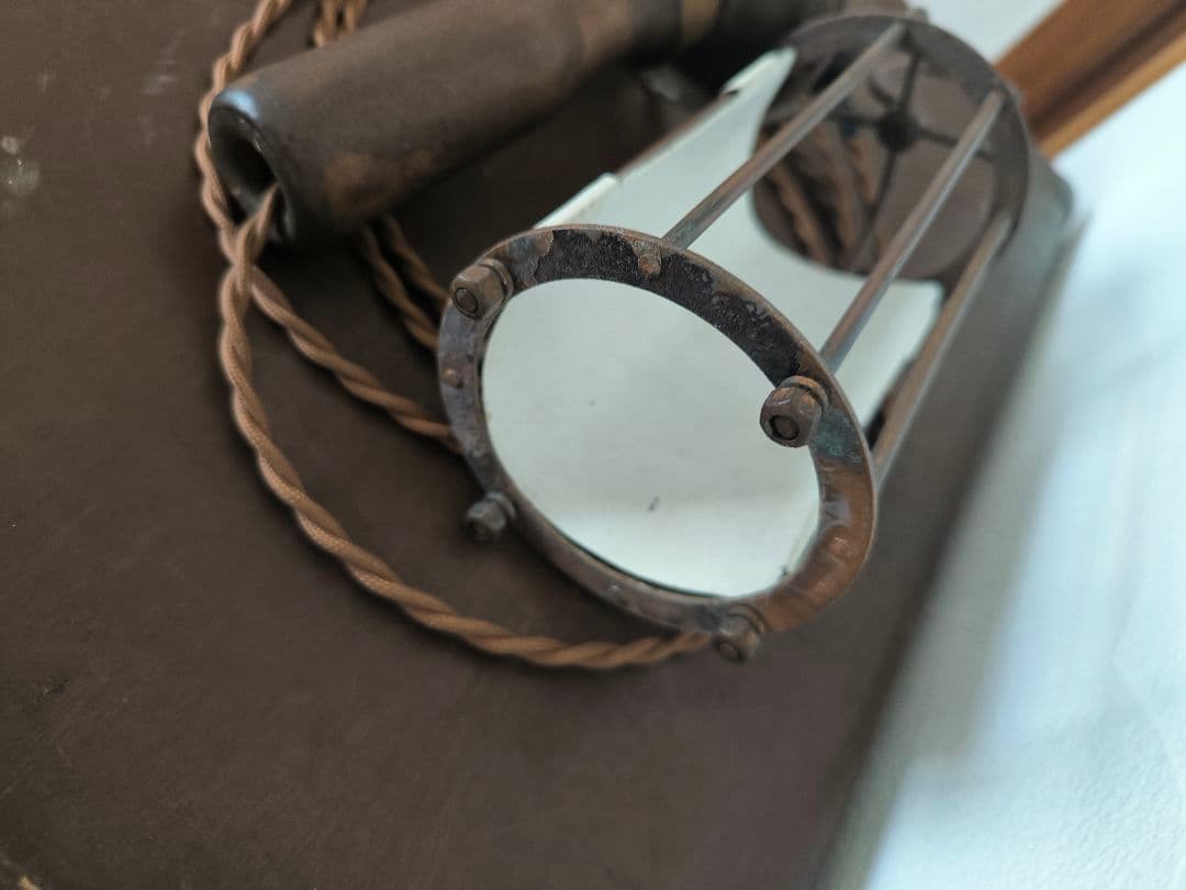 1900s インダストリアル ケージランプ ウッドハンドル ビンテージ アメリカ