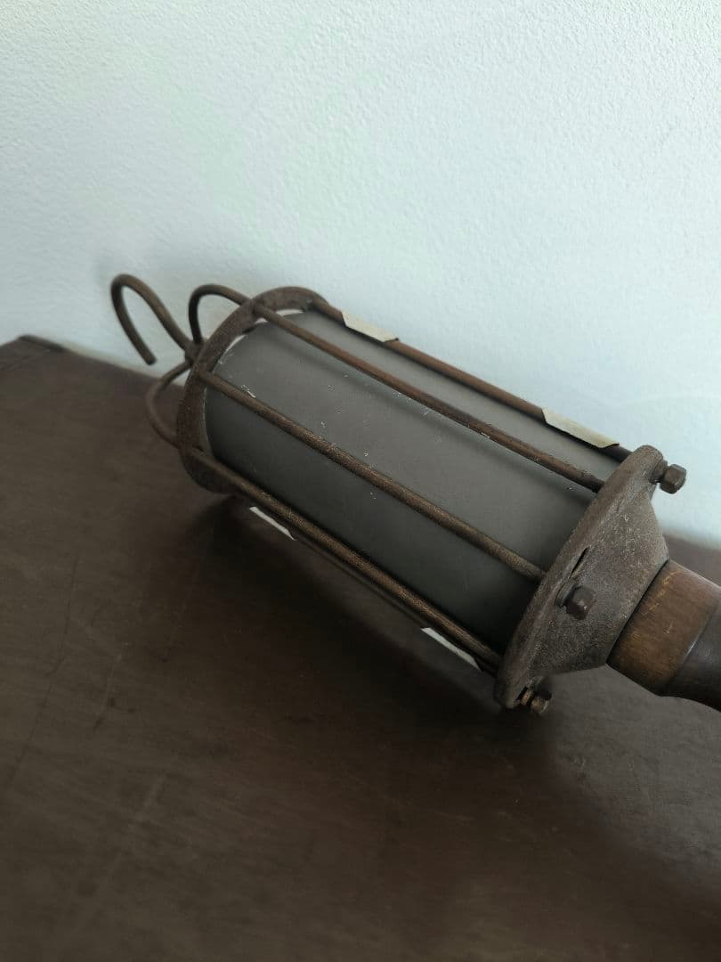 1900s インダストリアル ケージランプ ウッドハンドル ビンテージ アメリカ