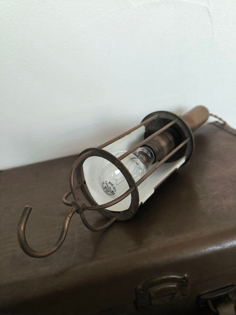 1900s インダストリアル ケージランプ ウッドハンドル ビンテージ アメリカ