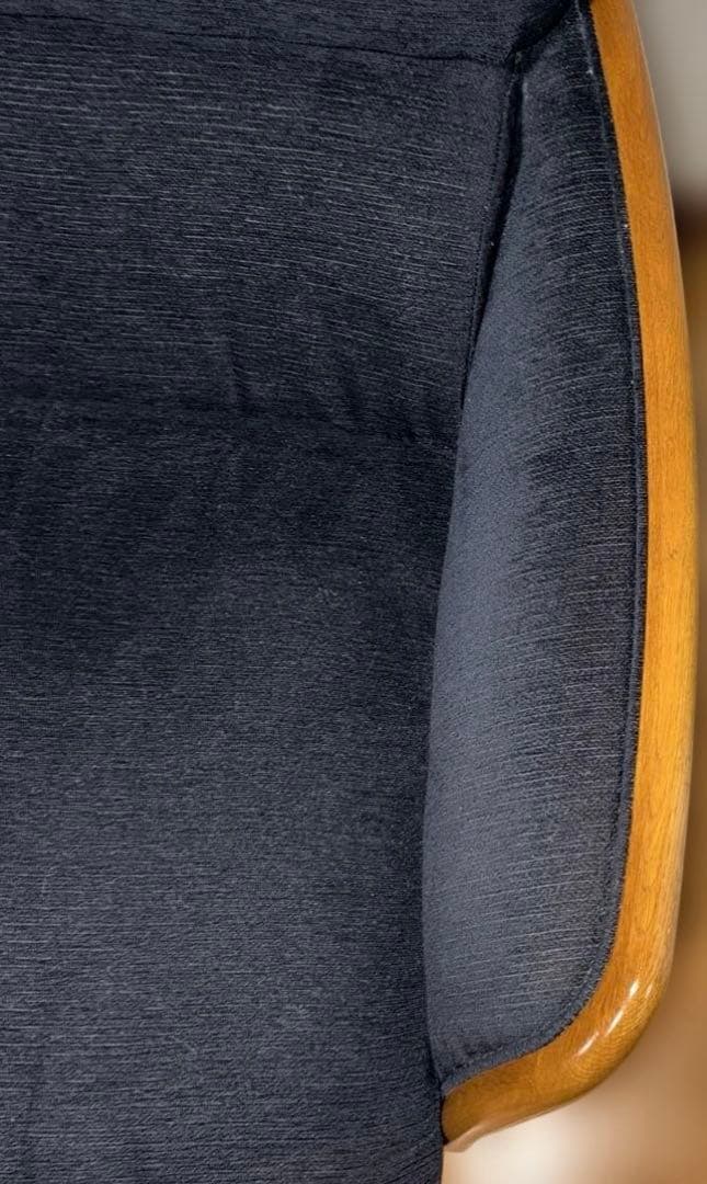 浜本工芸 3人掛け 布ソファー 黒系 中古 大型