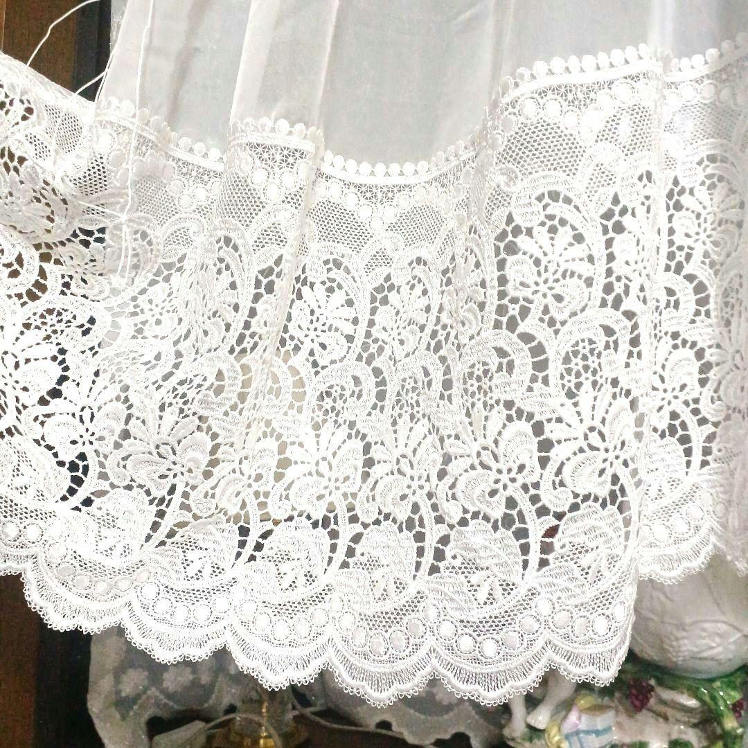 出窓 腰高窓【ボイル&トリムレース アーチスモックギャザータイプ