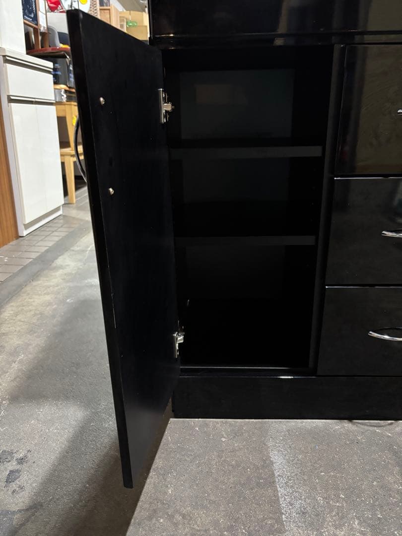 レンジ台 食器棚 収納 ブラック