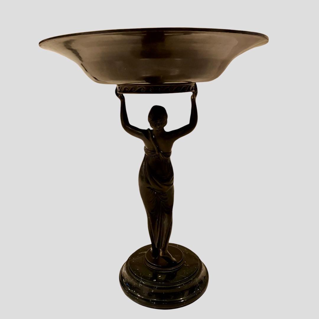 【希少】西洋アンティーク ブロンズ像 (小物入れ) アート 大理石