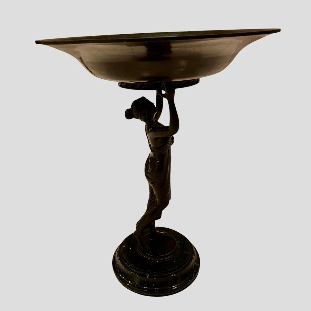 【希少】西洋アンティーク ブロンズ像 (小物入れ) アート 大理石