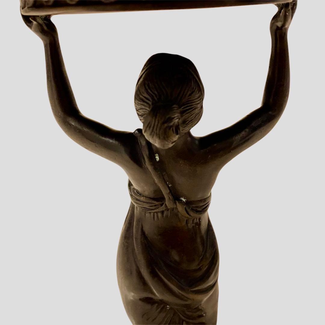 【希少】西洋アンティーク ブロンズ像 (小物入れ) アート 大理石