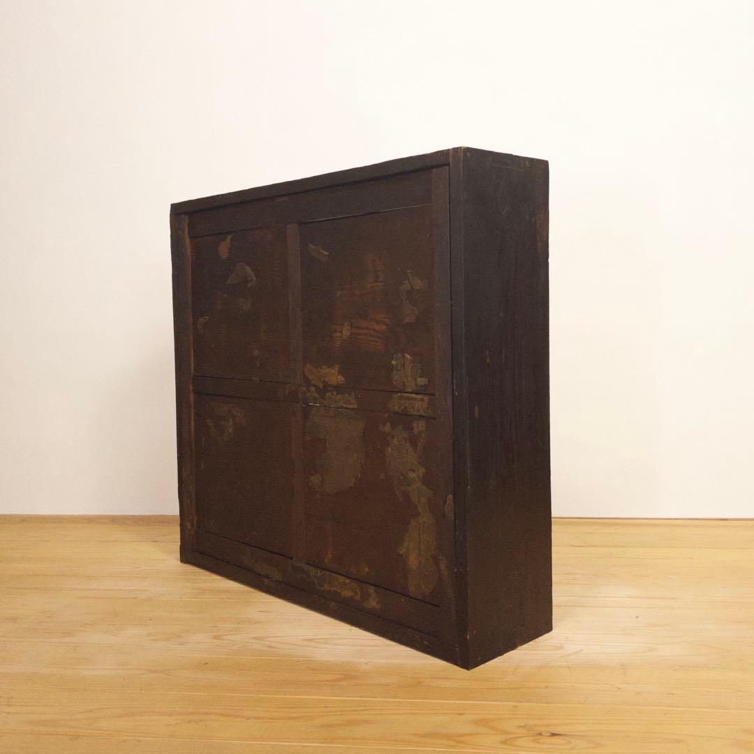 ガラス棚　開戸　木製　収納棚　古道具　古家具　和家具　ビンテージ　アンティーク