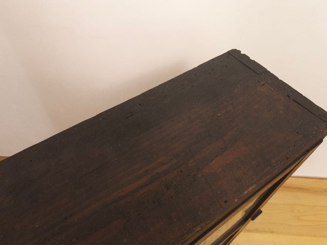 ガラス棚　開戸　木製　収納棚　古道具　古家具　和家具　ビンテージ　アンティーク