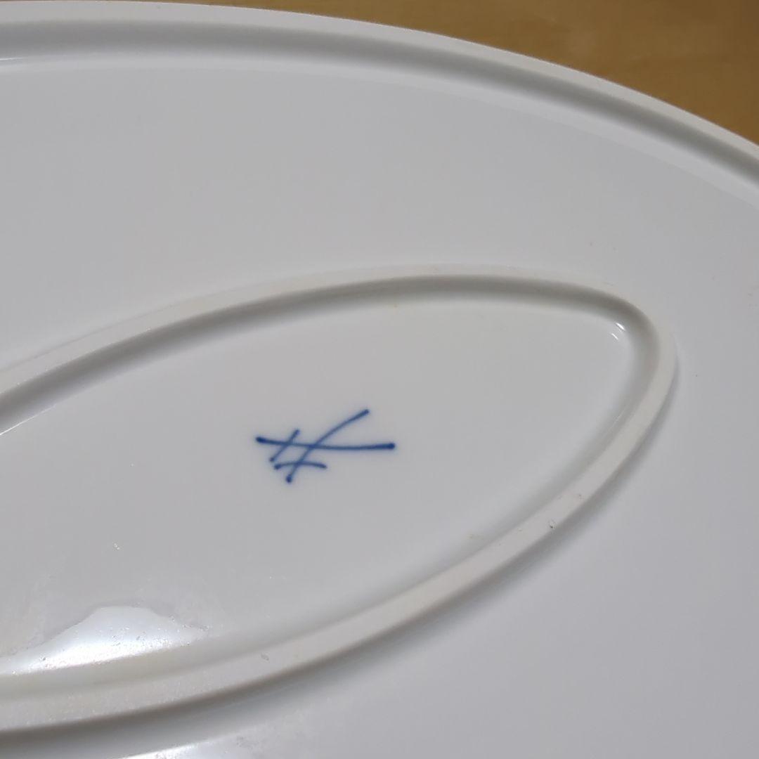 【最終大幅値下げ】37cm楕円大皿　マイセン　ブルーオーキッドプレート