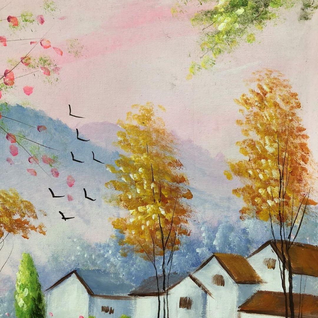 純手描き 油画 風景画 吴冠中 作品図 中国絵画 約100×70cm 未表装