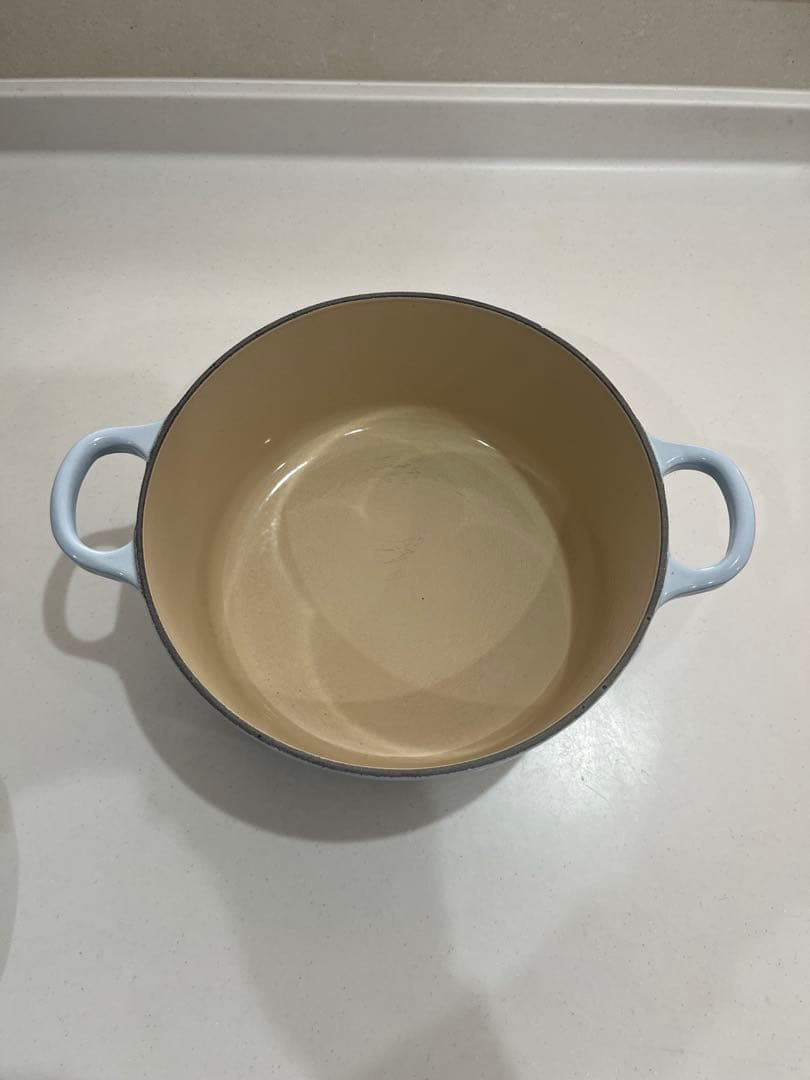 【中古】LE CREUSET ル・クルーゼ 両手鍋 コースタルブルー 22cm