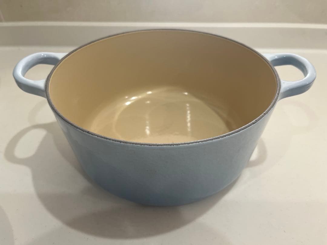 【中古】LE CREUSET ル・クルーゼ 両手鍋 コースタルブルー 22cm