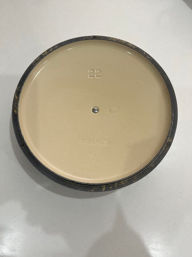 【中古】LE CREUSET ル・クルーゼ 両手鍋 コースタルブルー 22cm